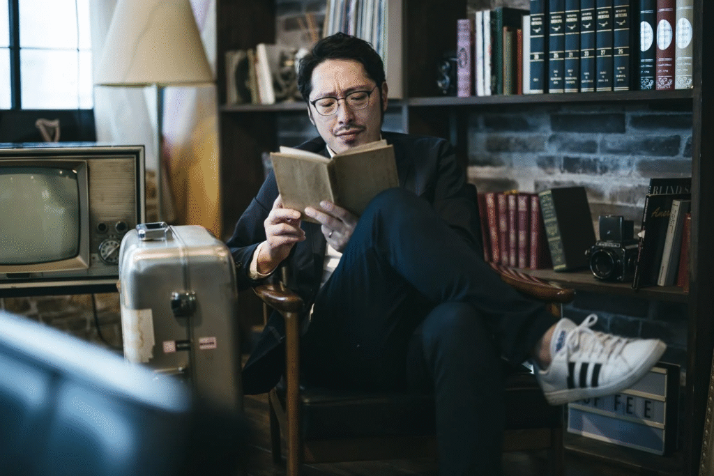 読書をしている男性で目次のイメージです